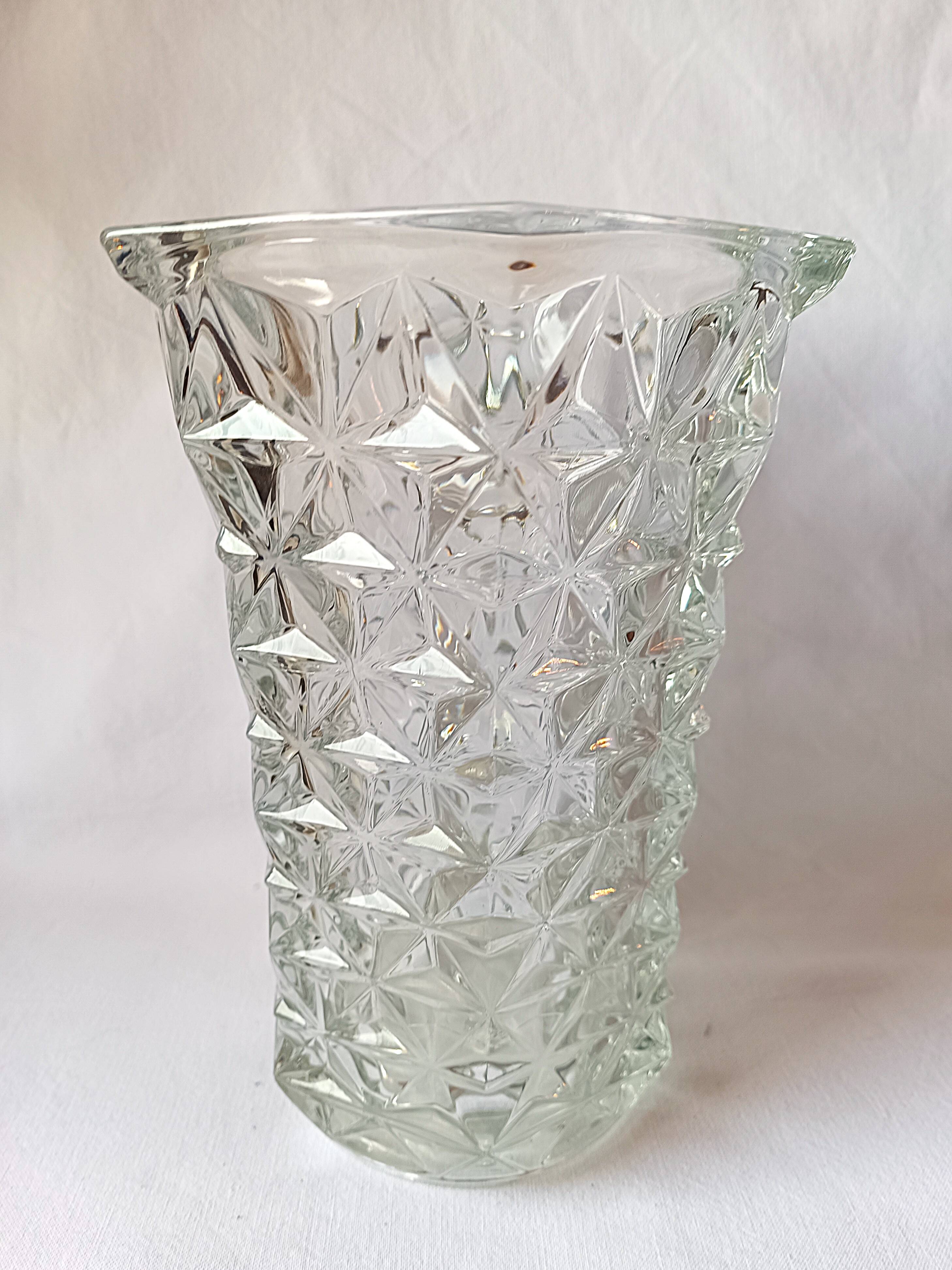 large vintage crystal vase flower decoration
