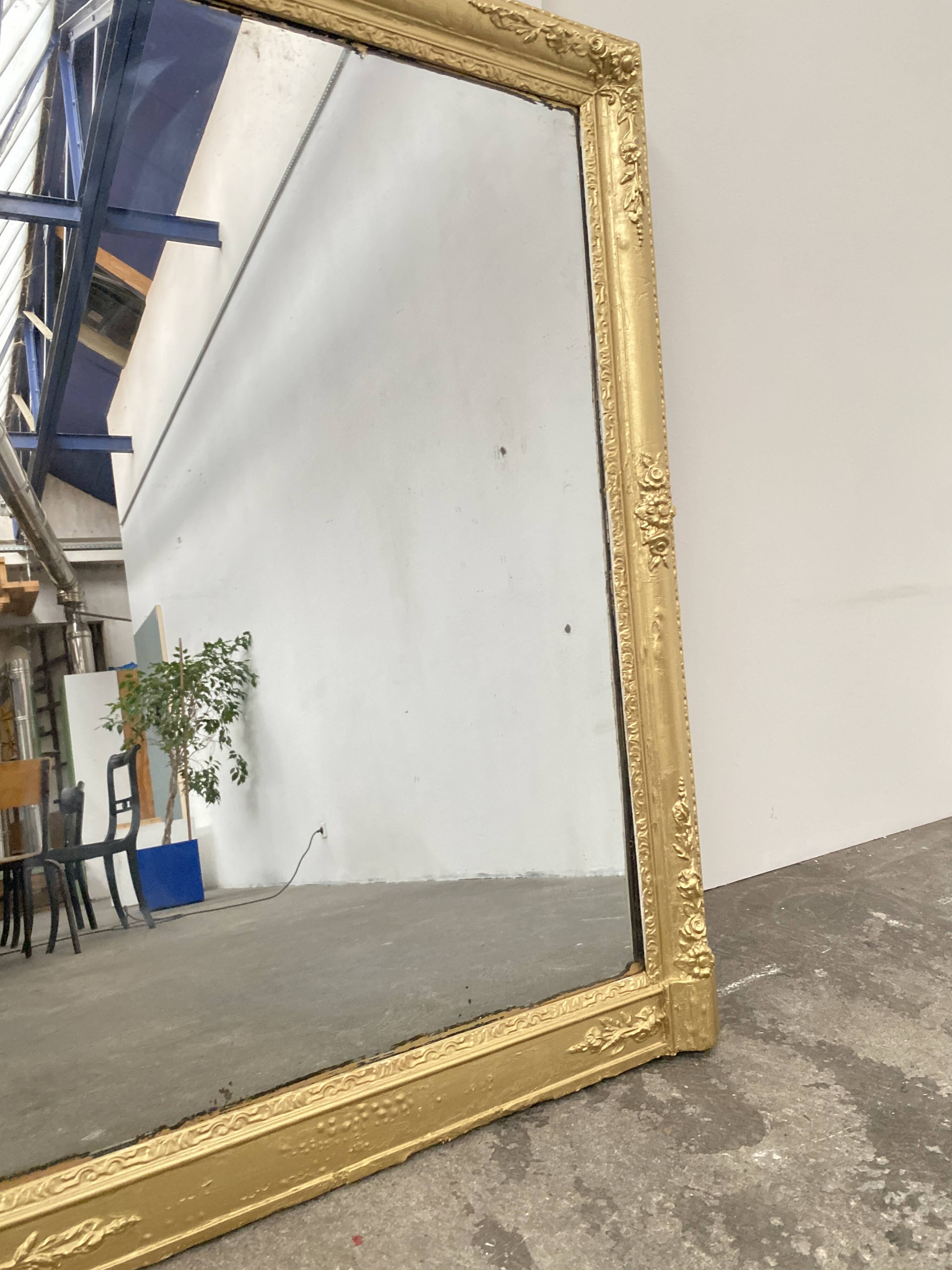 Wooden Stucco and Gilded Mirror, Height 115cm, 19th Century, France