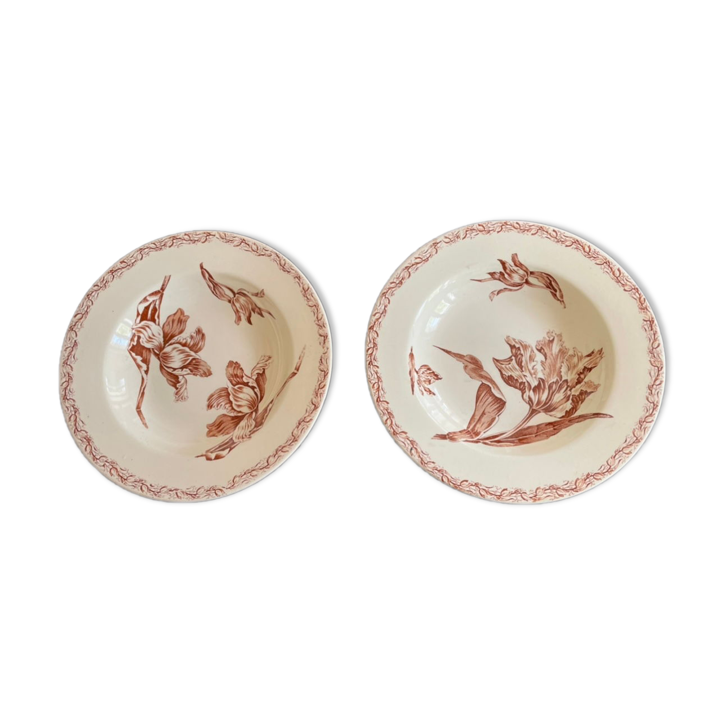2 hollow plates earth of iron Luneville model Tulipe