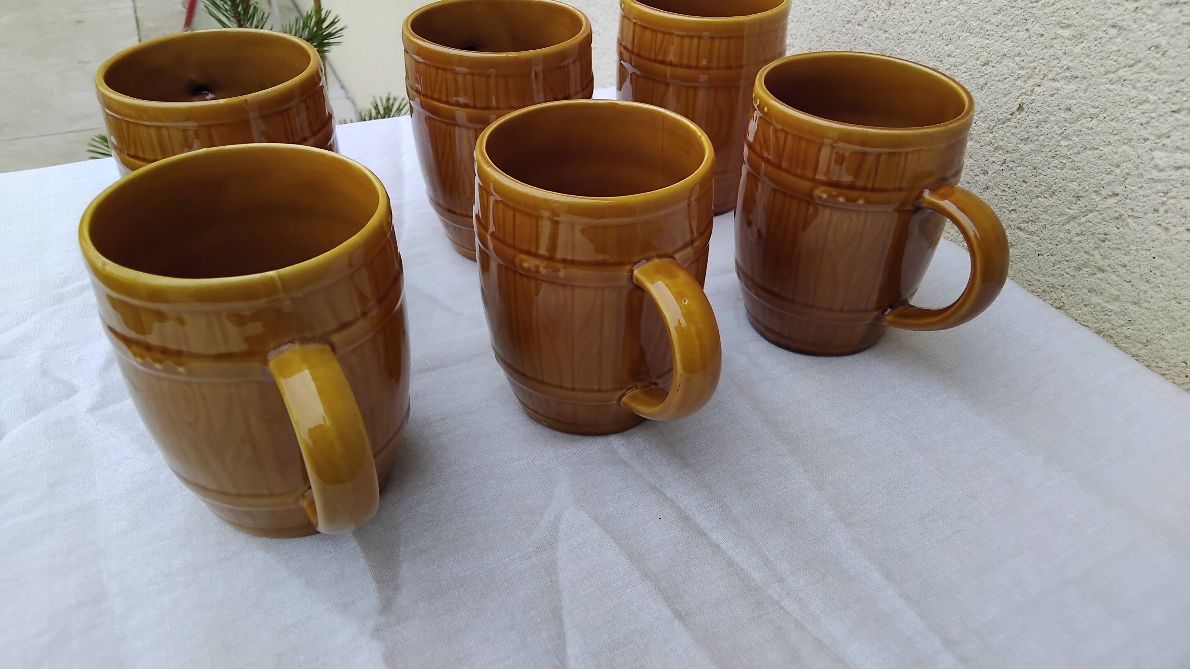 6 chopes bière en faïence de gen