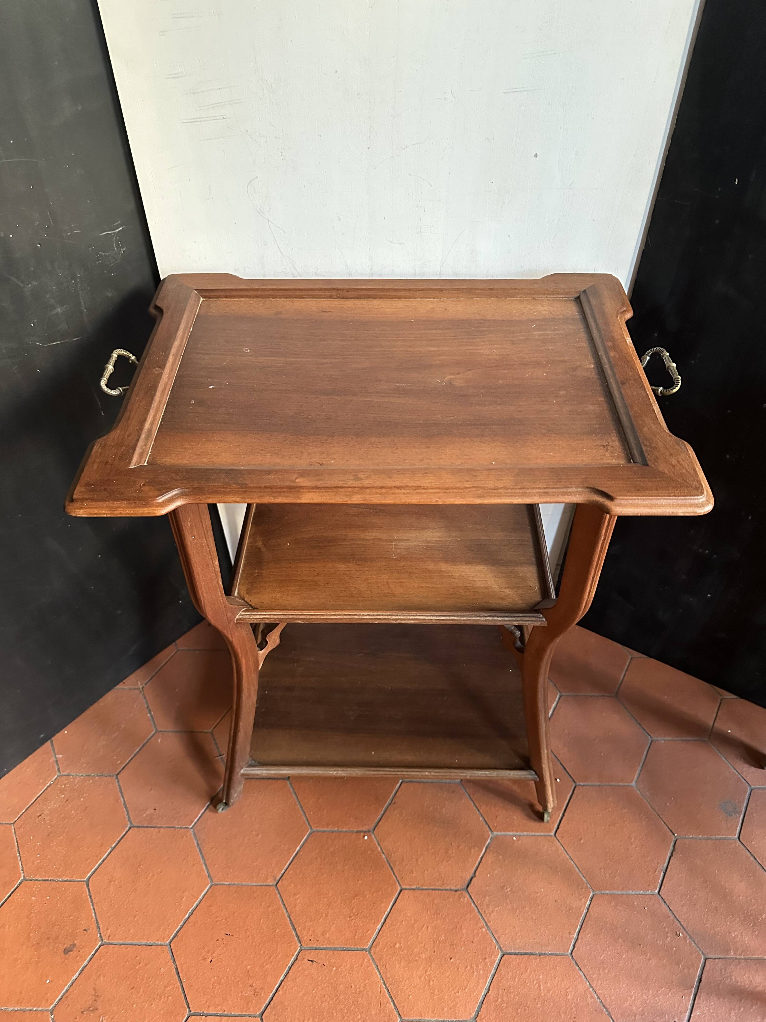 Walnut wheeled dessert trolley, circa 1900