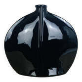 Vase lentille céramique noire vintage
