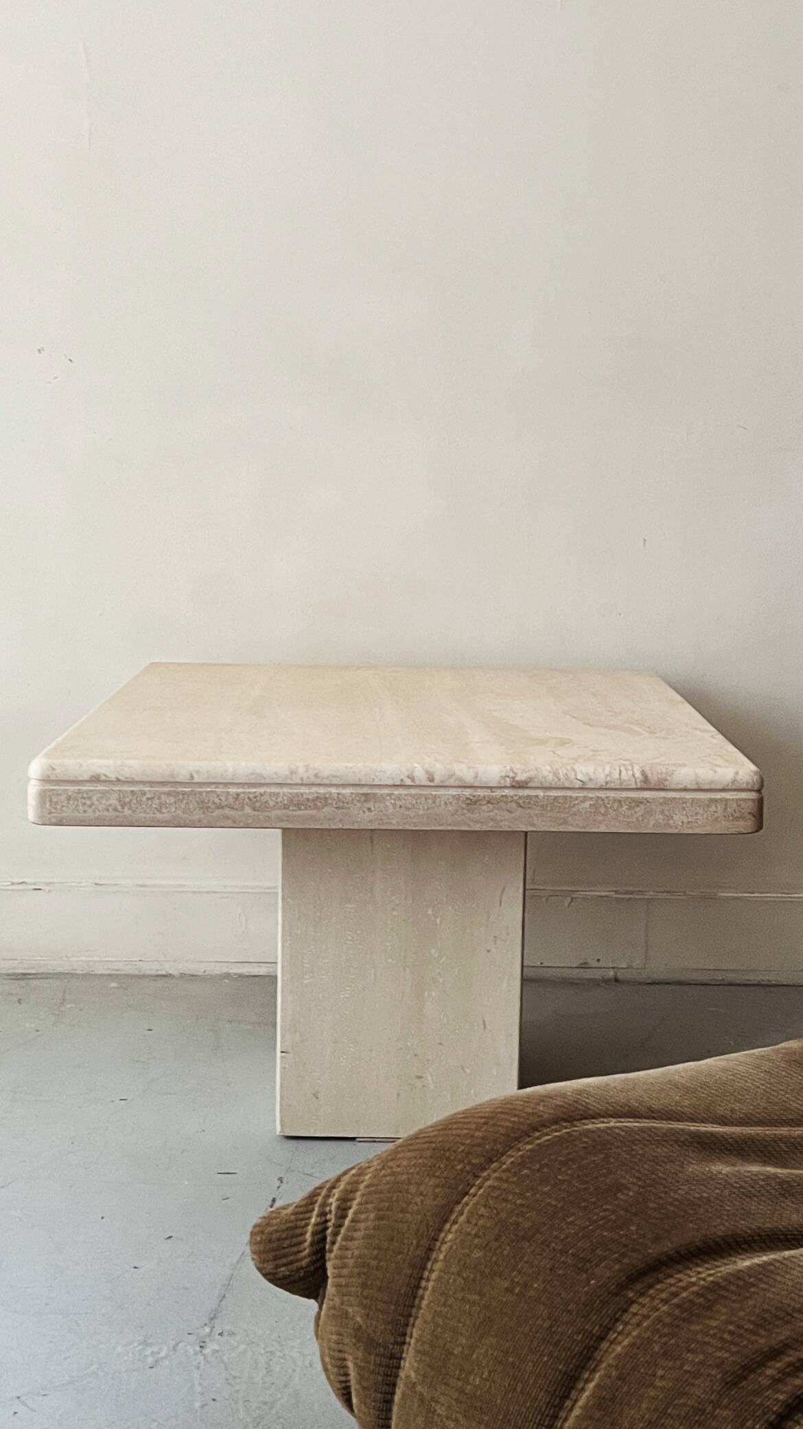 Square travertine coffee table, Italy 1970