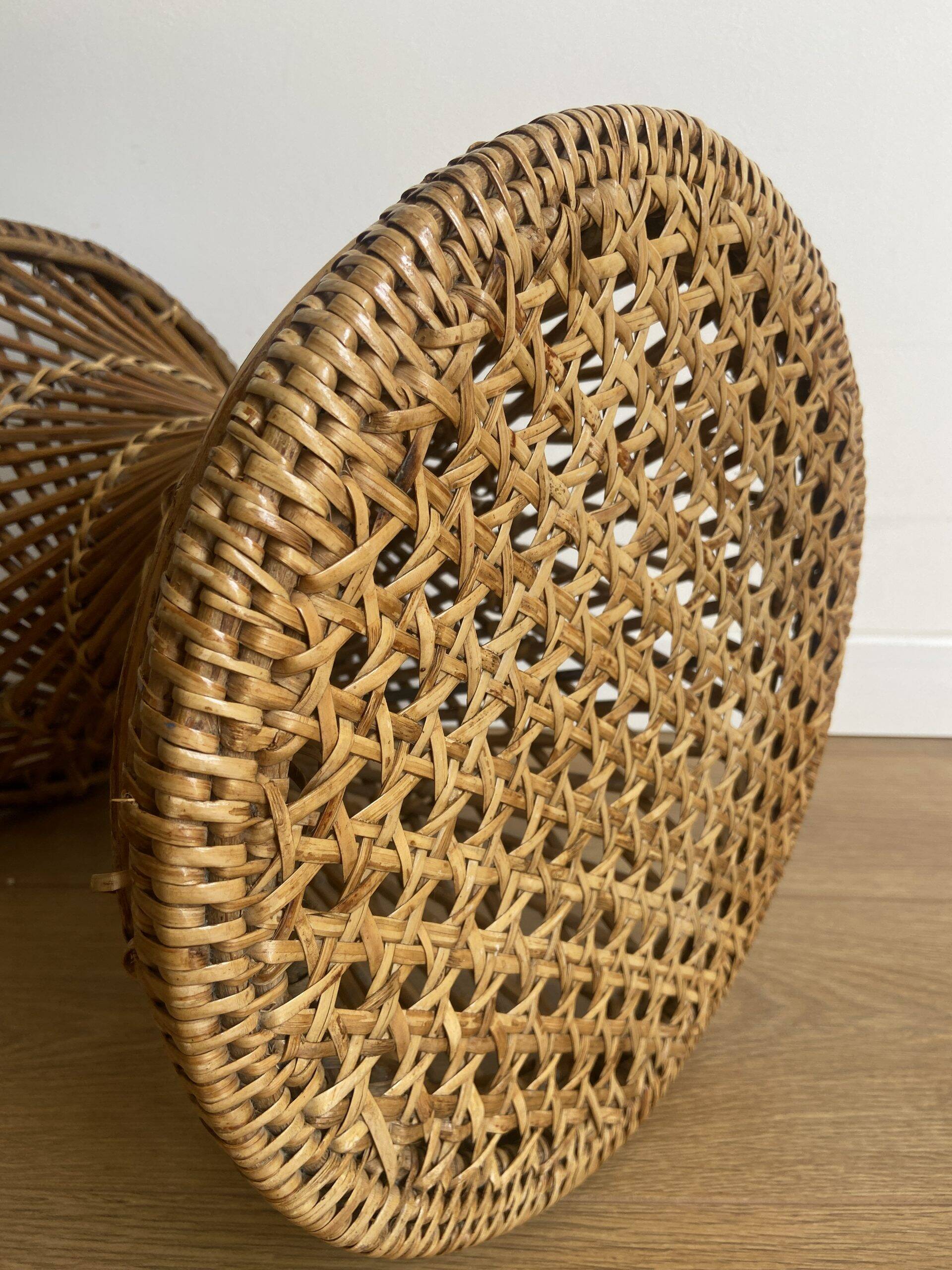 Vintage rattan and cane stool