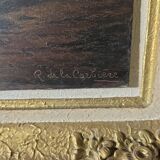 Old painting signed Roger de la Corbières – Seascape in the moonlight