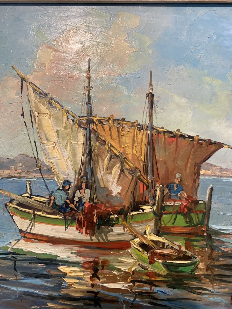 Old painting, Marine, signed B Franco, 50s/70s