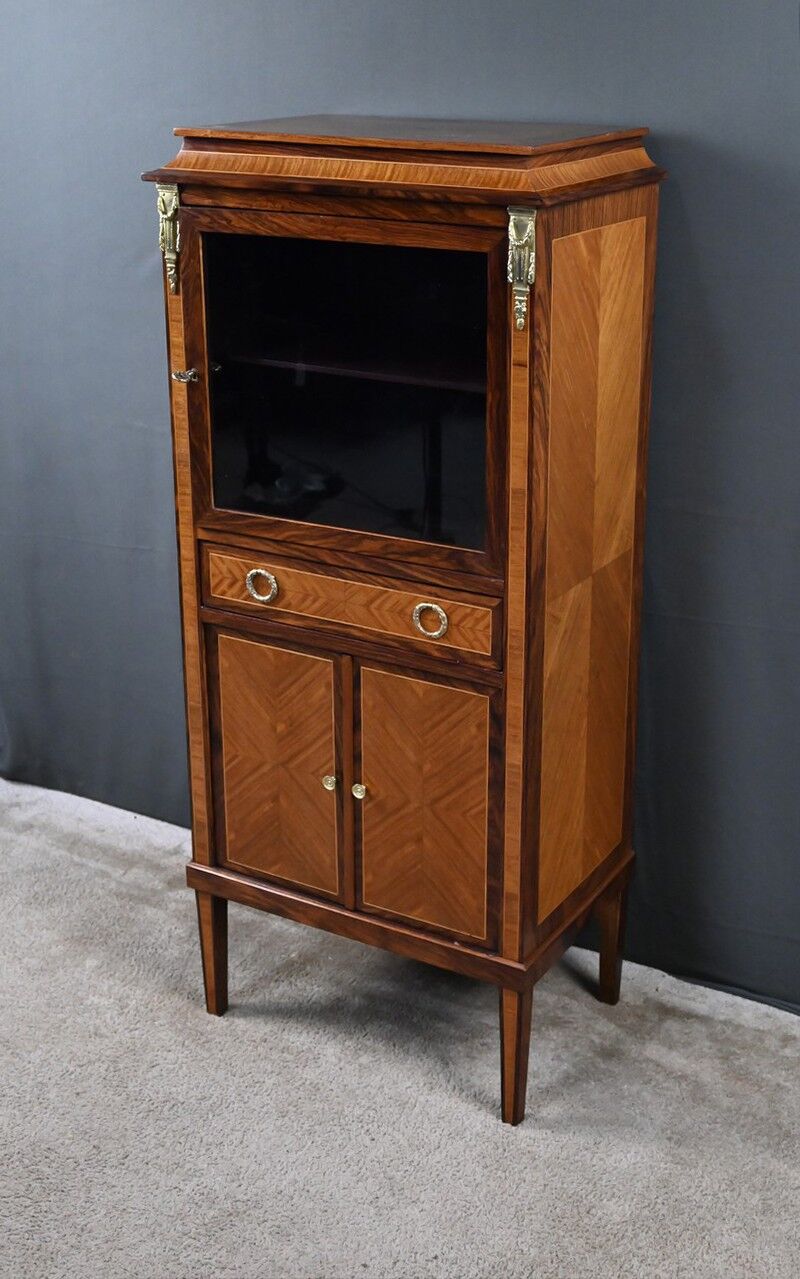 Rosewood and rosewood marquetry display cabinet, Louis XVI style – first part of the 20th century