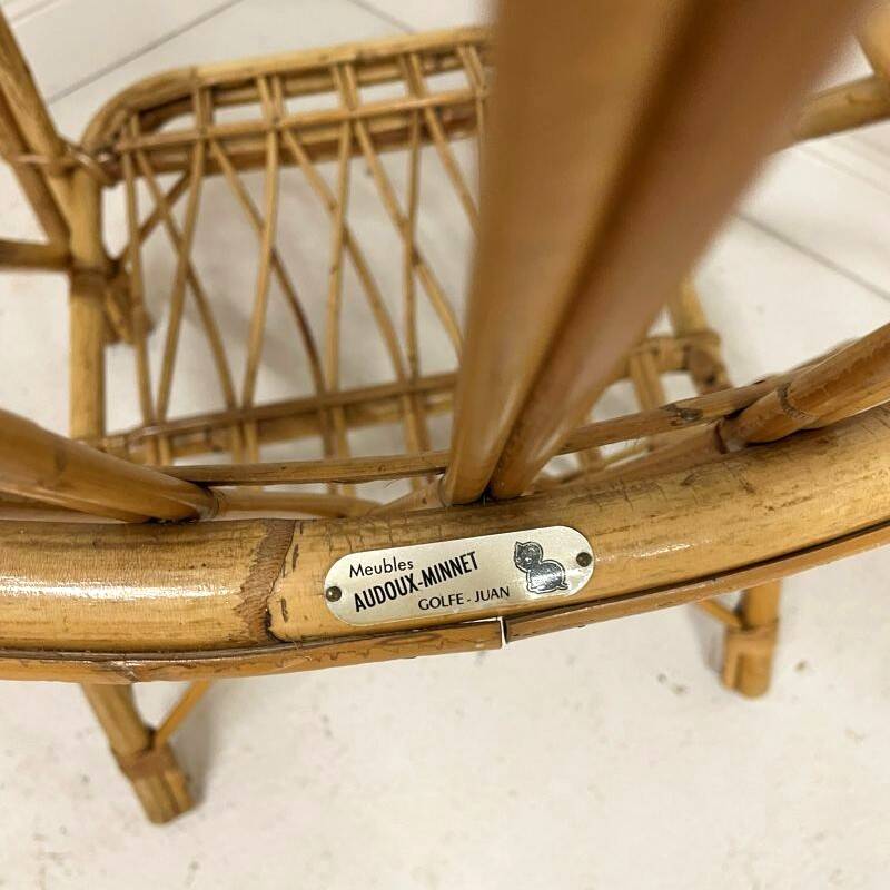 Fauteuil lounge rotin Audoux Minnet - Années 60