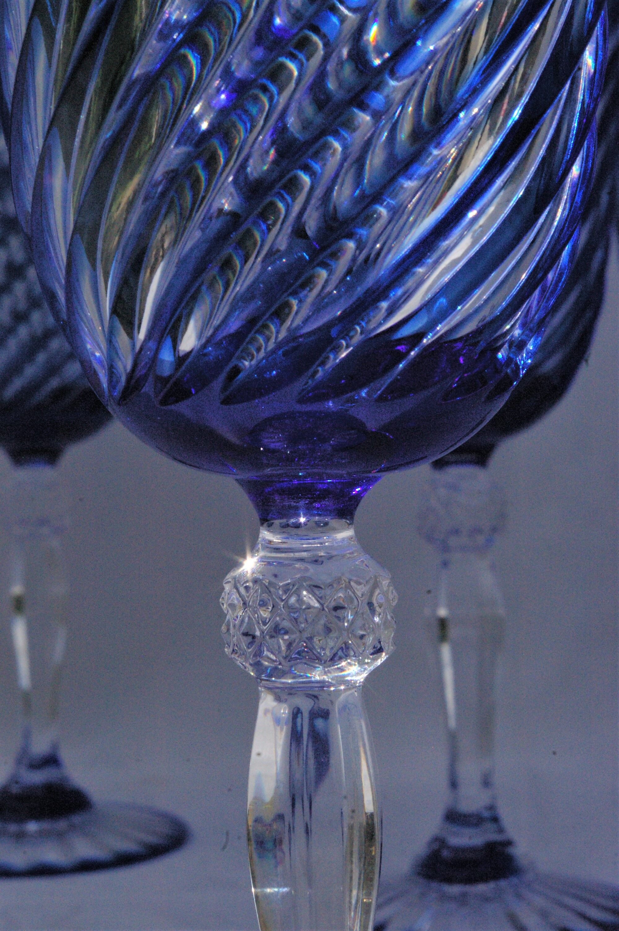 Cristal d'Arques - 6 Verres à eau modèle Valse bleue - Cristal double couche