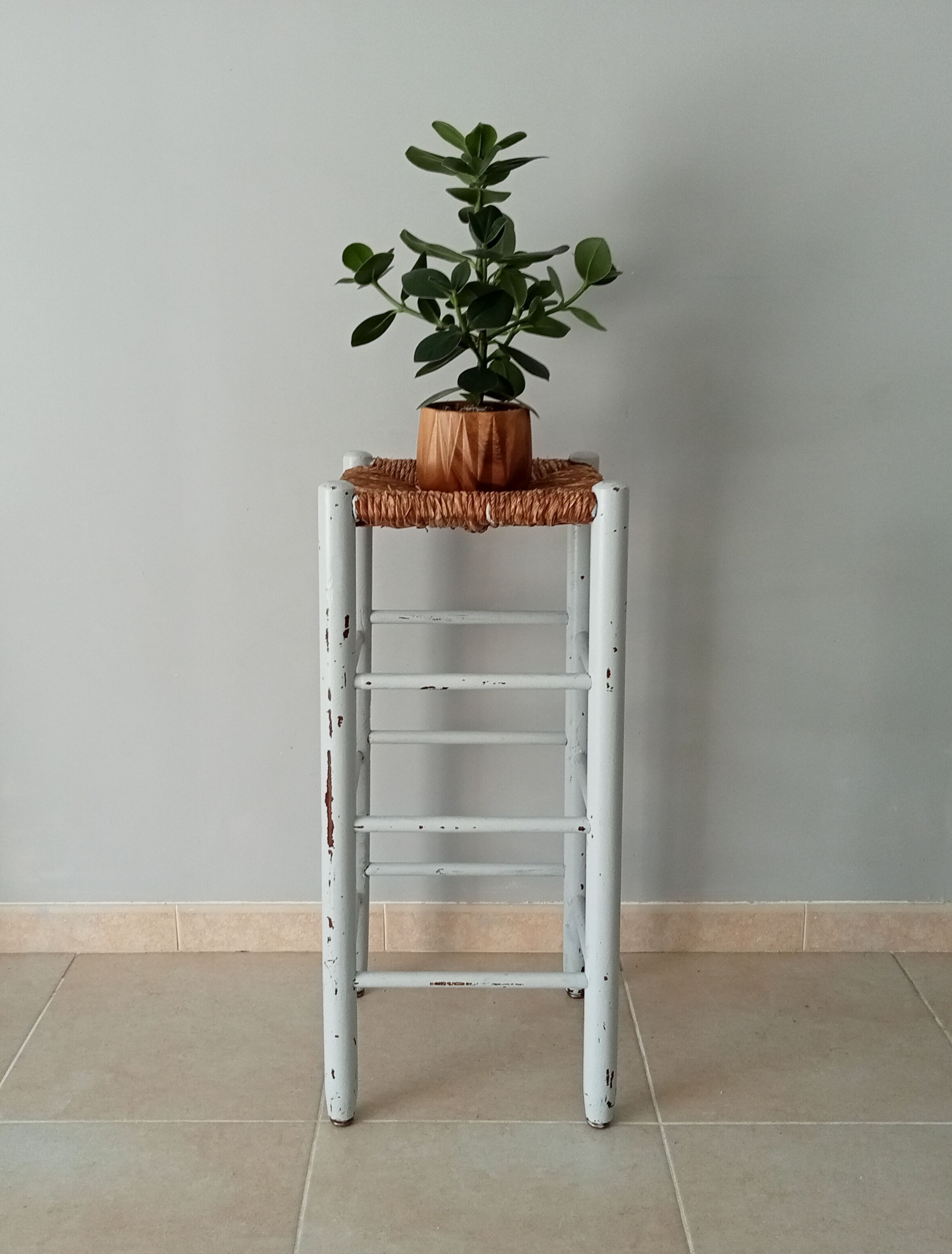 Antique stool high mulched