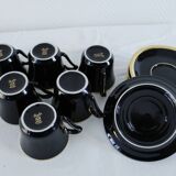 Porcelain coffee set - Porcelac - 6 cups + saucers - black and colors