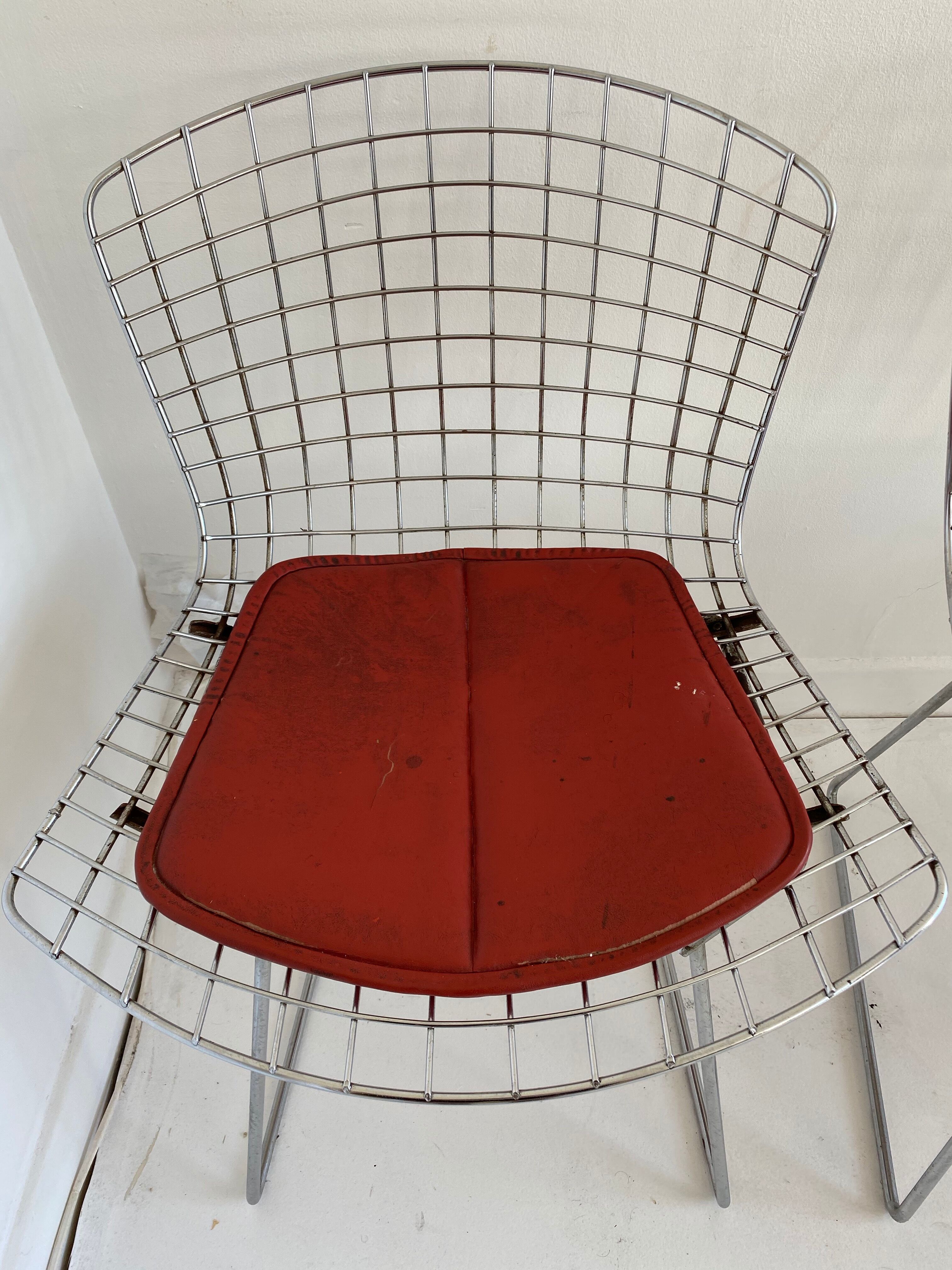 Lot de 4 chaises chromées par Bertoia pour Knoll, vers 1960