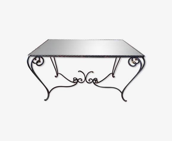 Table basse en fer forgé miroir vintage
