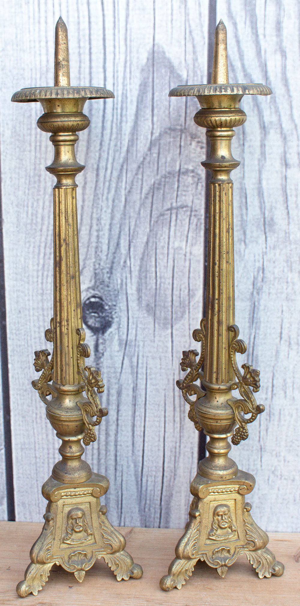Pair of church candlesticks 57 cm high