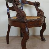 Renaissance style office chair in solid oak circa 1850