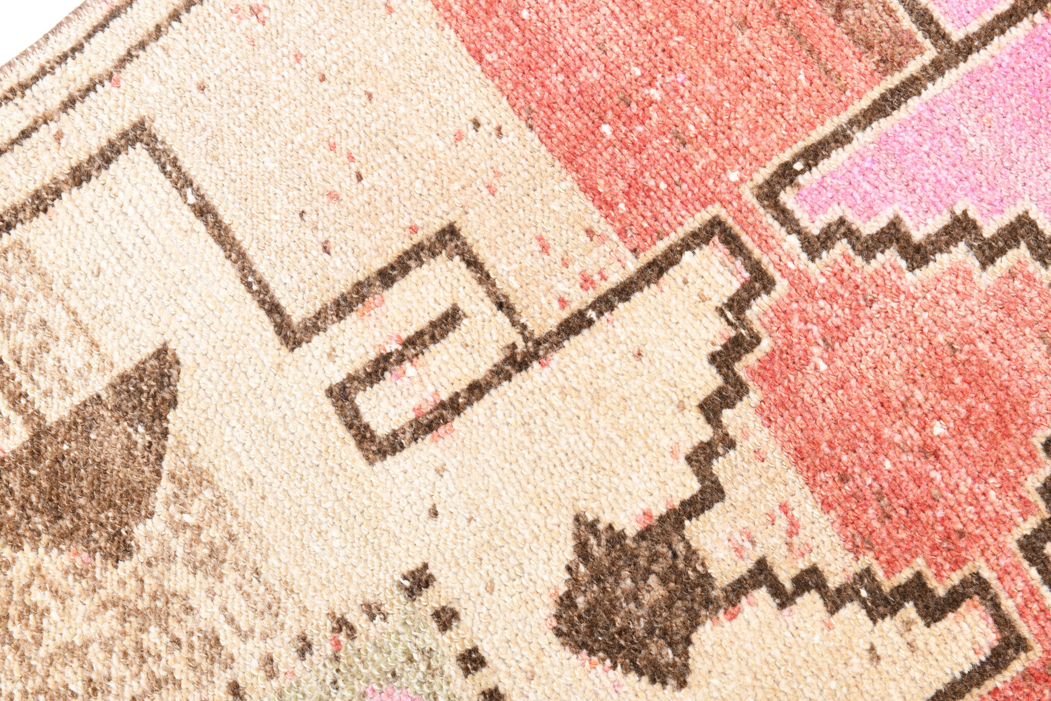 3x10 neutral geometric vintage runner rug, 296x73cm