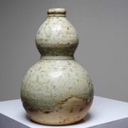 Petite gourde double à saké céramique japonaise d'Iga vintage/ancienne collection