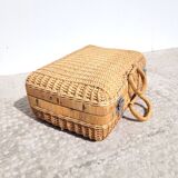 Vintage rattan suitcase 70s
