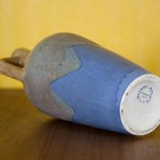 Flamed glazed stoneware bottle, Fournier Demars St-Amand alcohol bottle, amphora vase