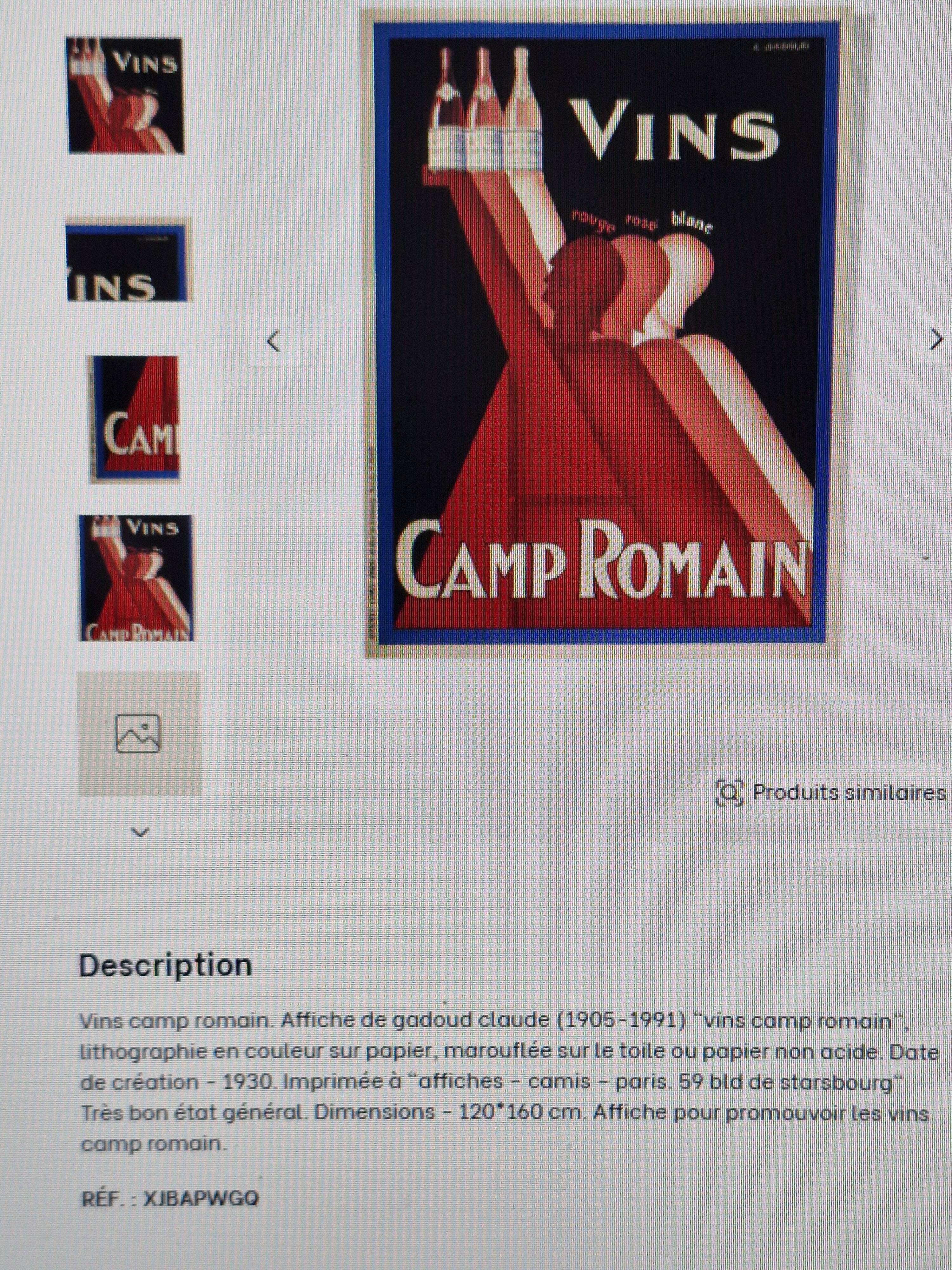 8 Rare Crystal Wine Glasses from the 2020s/30s - Vins Camp Romain Logo