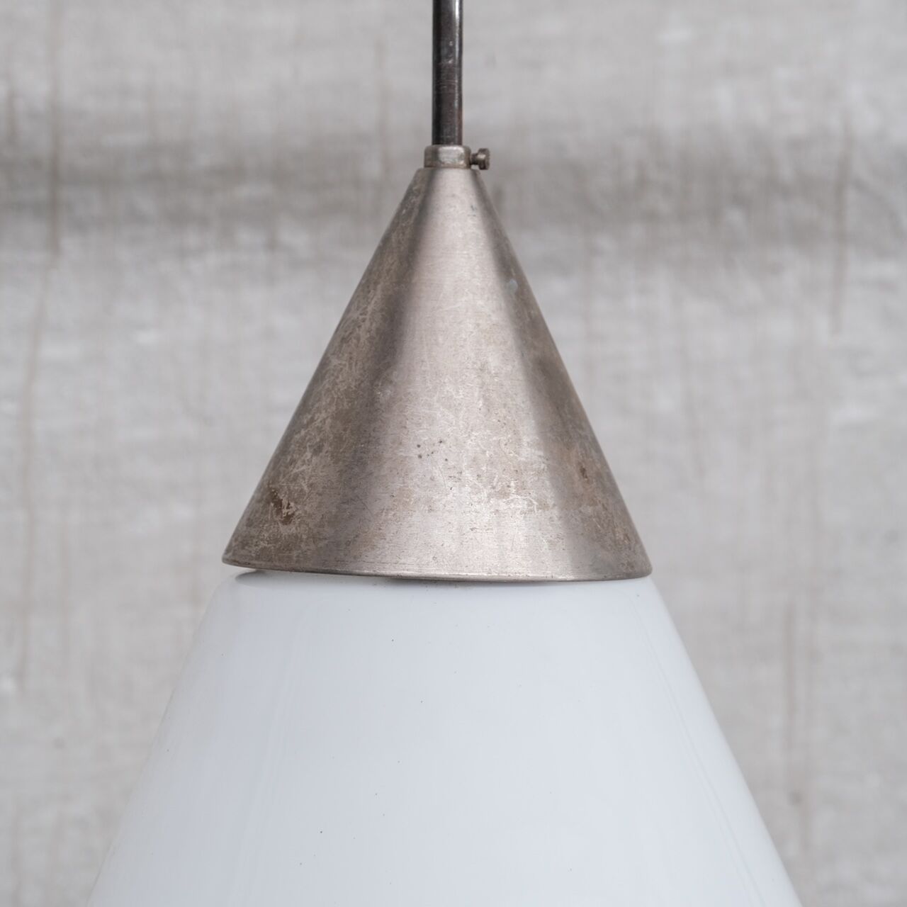 Opaline Mid-Century French Conical Pendant Light