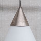 Opaline Mid-Century French Conical Pendant Light