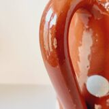 Beige polka dot enameled terracotta carafe