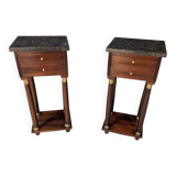Pair of Empire Mahogany Bedside Tables