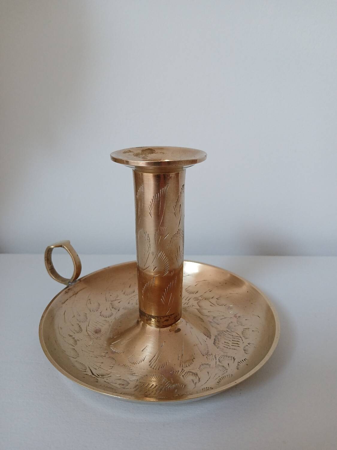 Brass candle holder, cellar rat