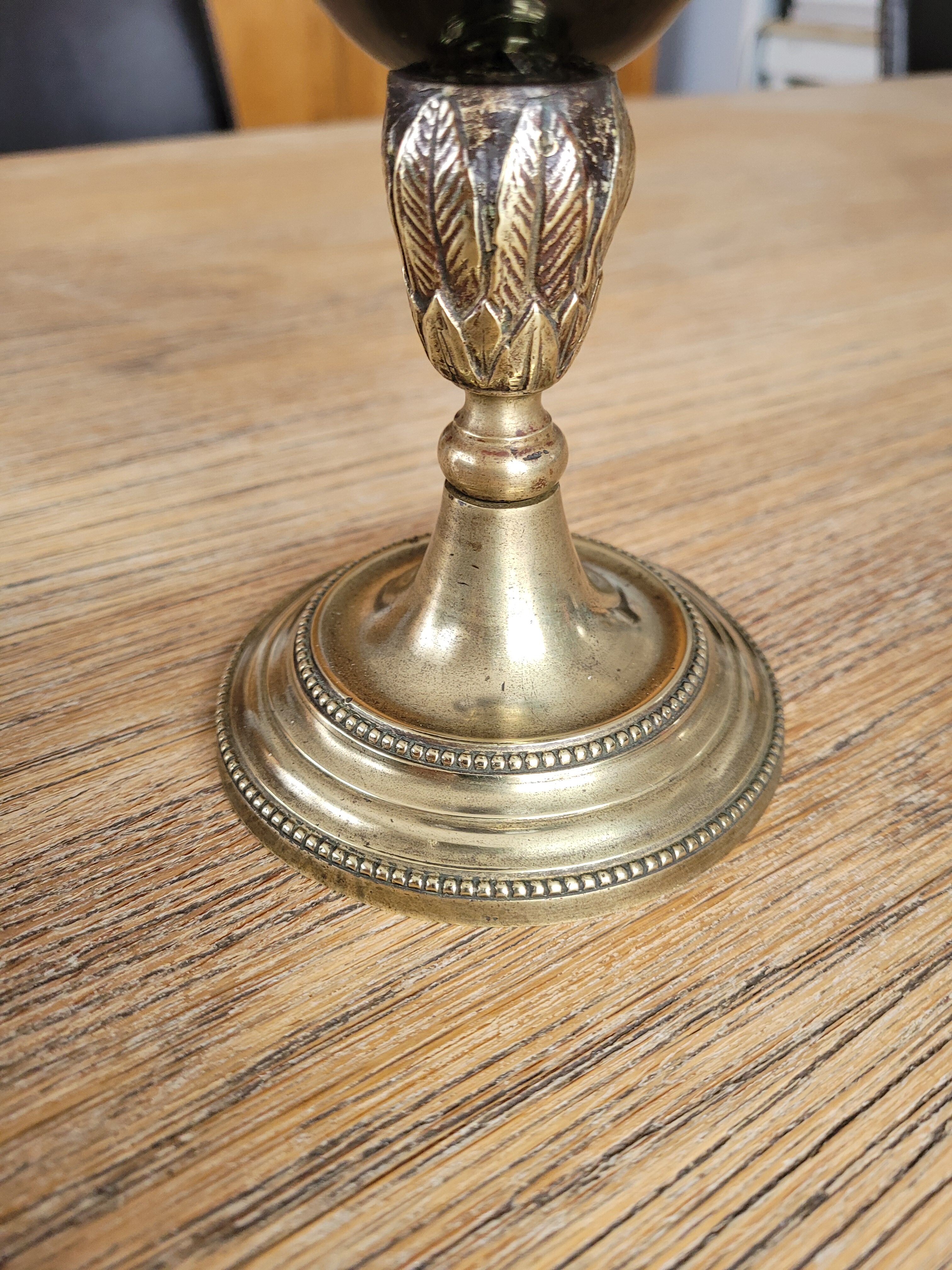 Blue vase, brass base early 20th century