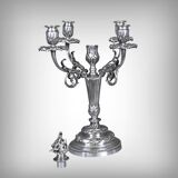 Pair of silver-plated candelabra, Louis XVI style – late 19th century