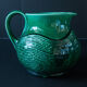 Green pitcher Sarreguemines Digoin vintage 60s slip