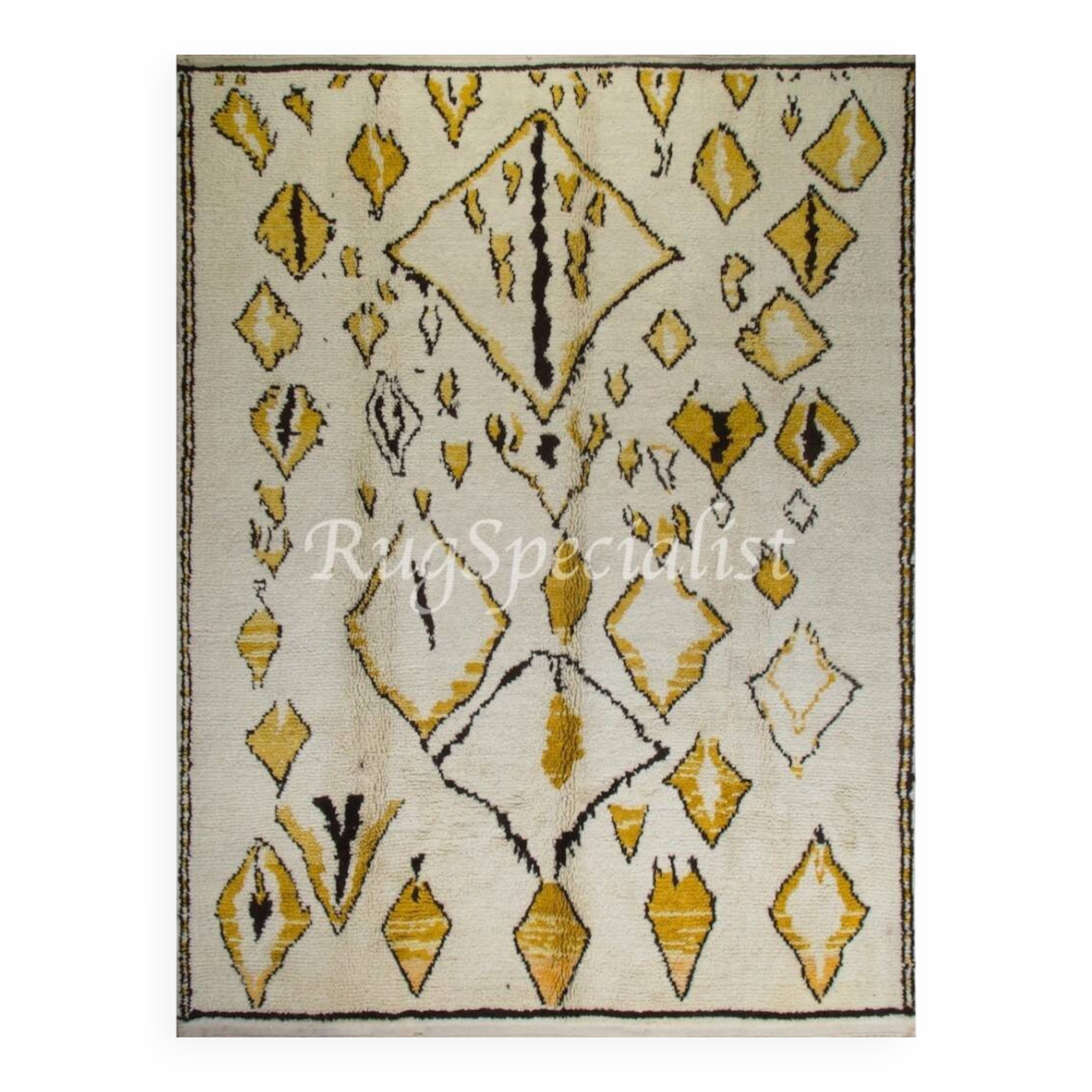 New Hand-Knotted Contemporary Moroccan Rug Made Of Natural Wool. Custom Options Available.