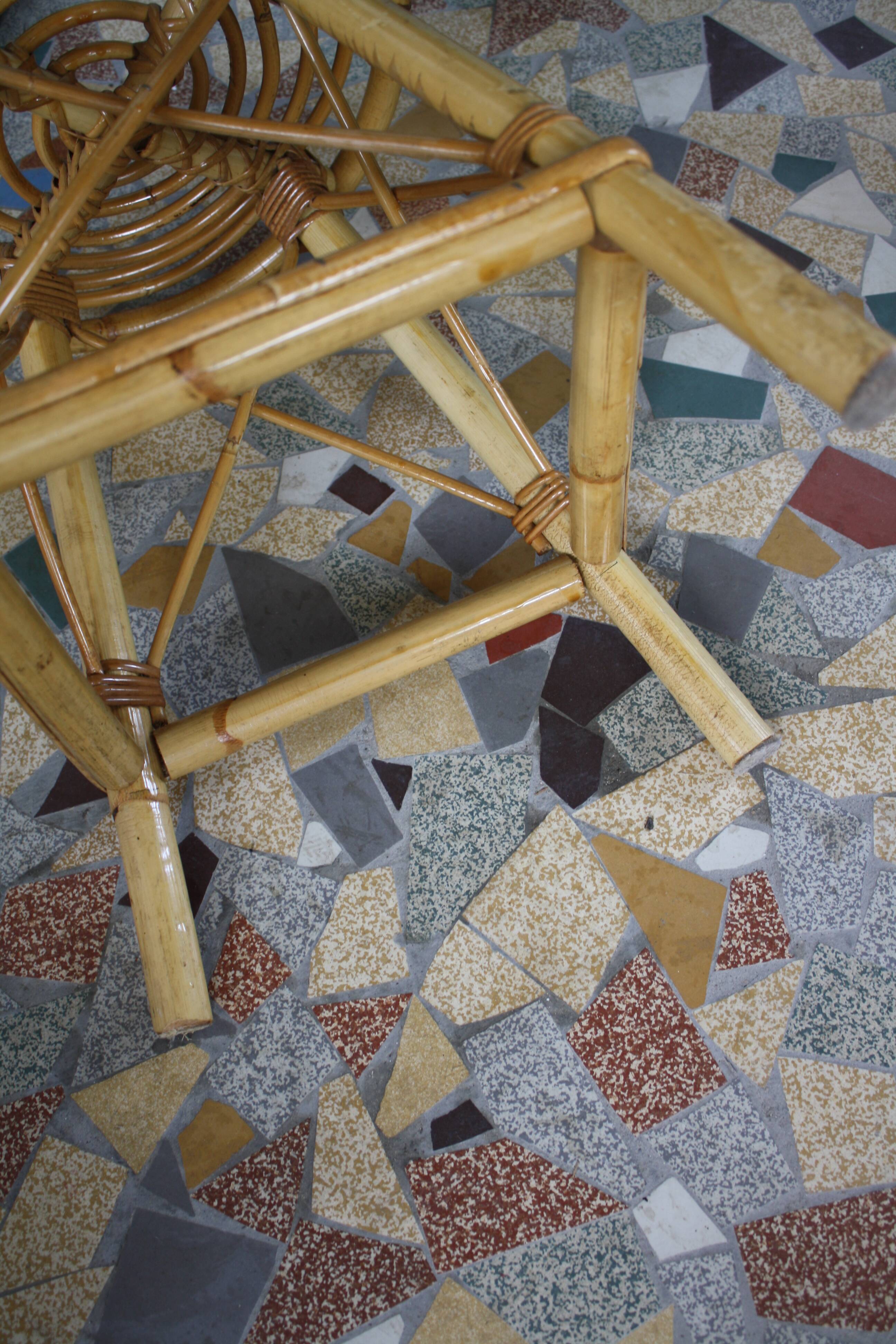 Vintage rattan stool