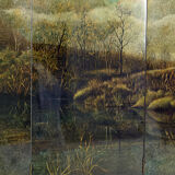 Screen by Bernard Cuenin with lacquered landscape, circa 1970