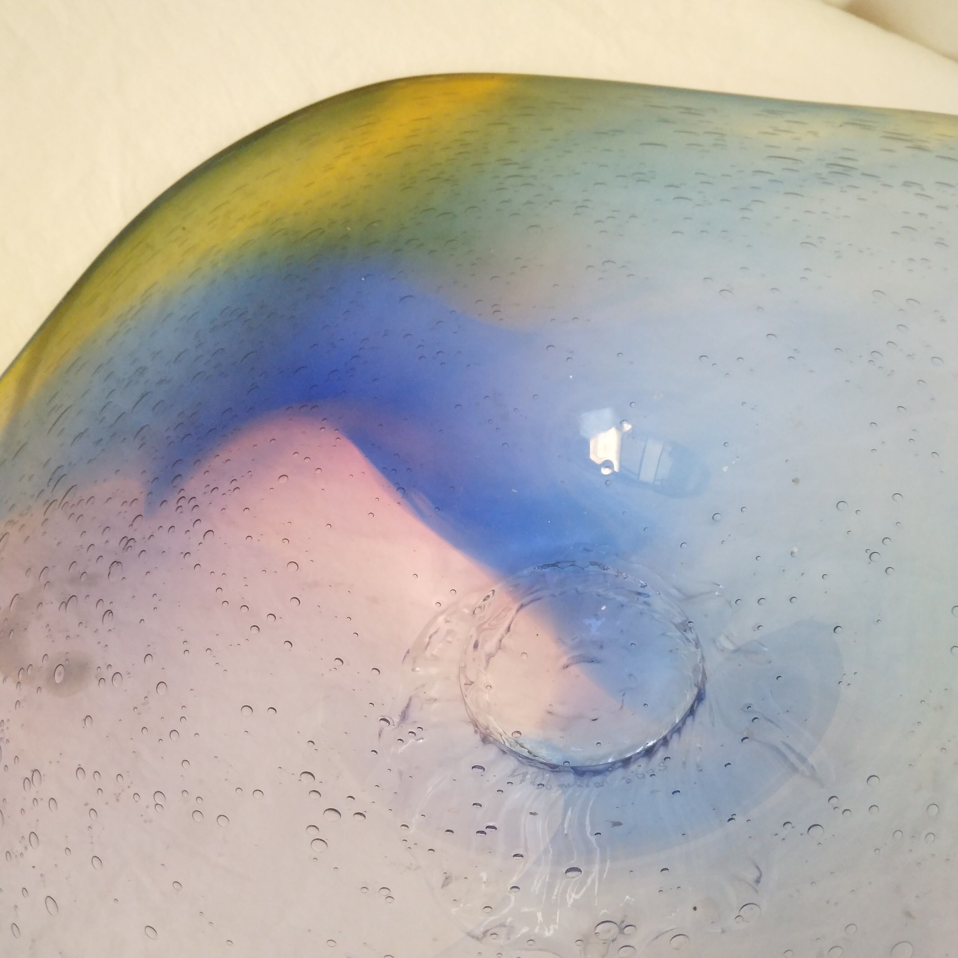 Fruit cup in blown glass signed