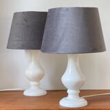 Paire de lampes en albâtre vintage