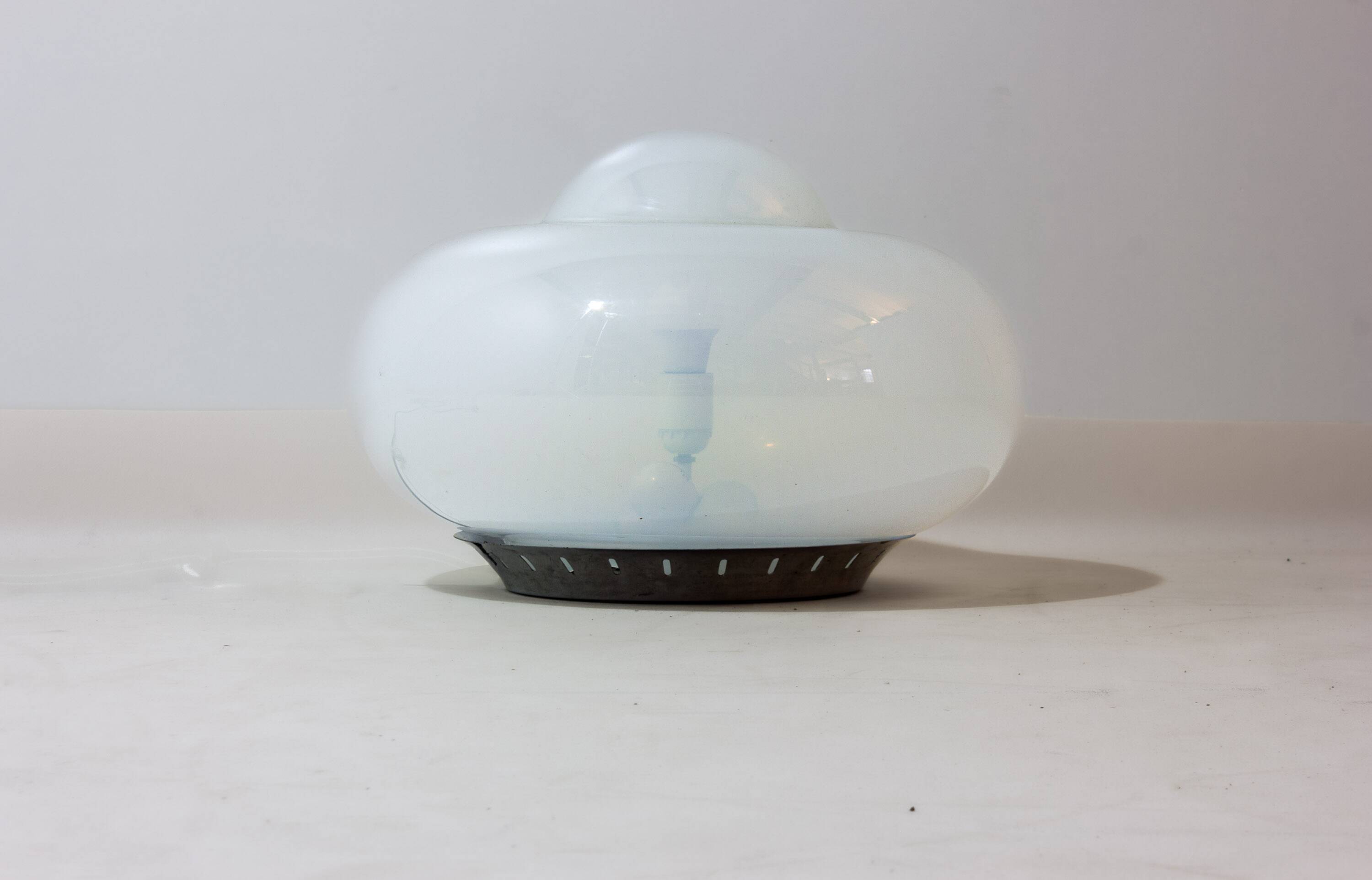 Opaline Murano glass mushroom table lamp, Italy 1970s