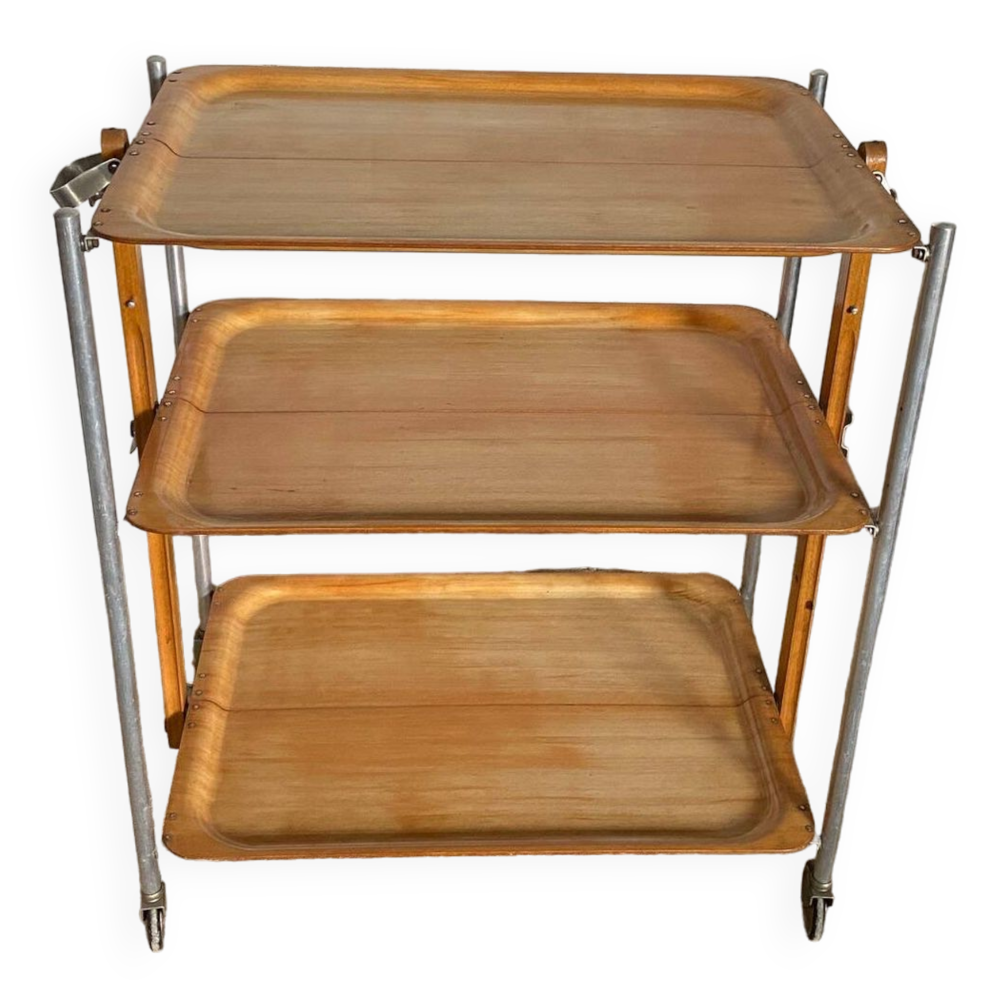 Vintage 1960s folding bar trolley on wheels