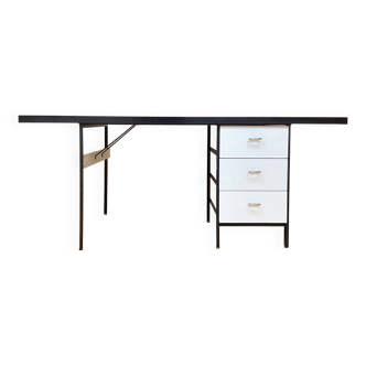 Grand bureau noir et blanc Georges Nelson pour Herman Miller, Usa, vers 1950.