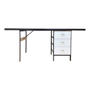 Large black and white Georges Nelson desk for Herman Miller, USA, circa 1950.