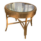 Table basse rotin et verre