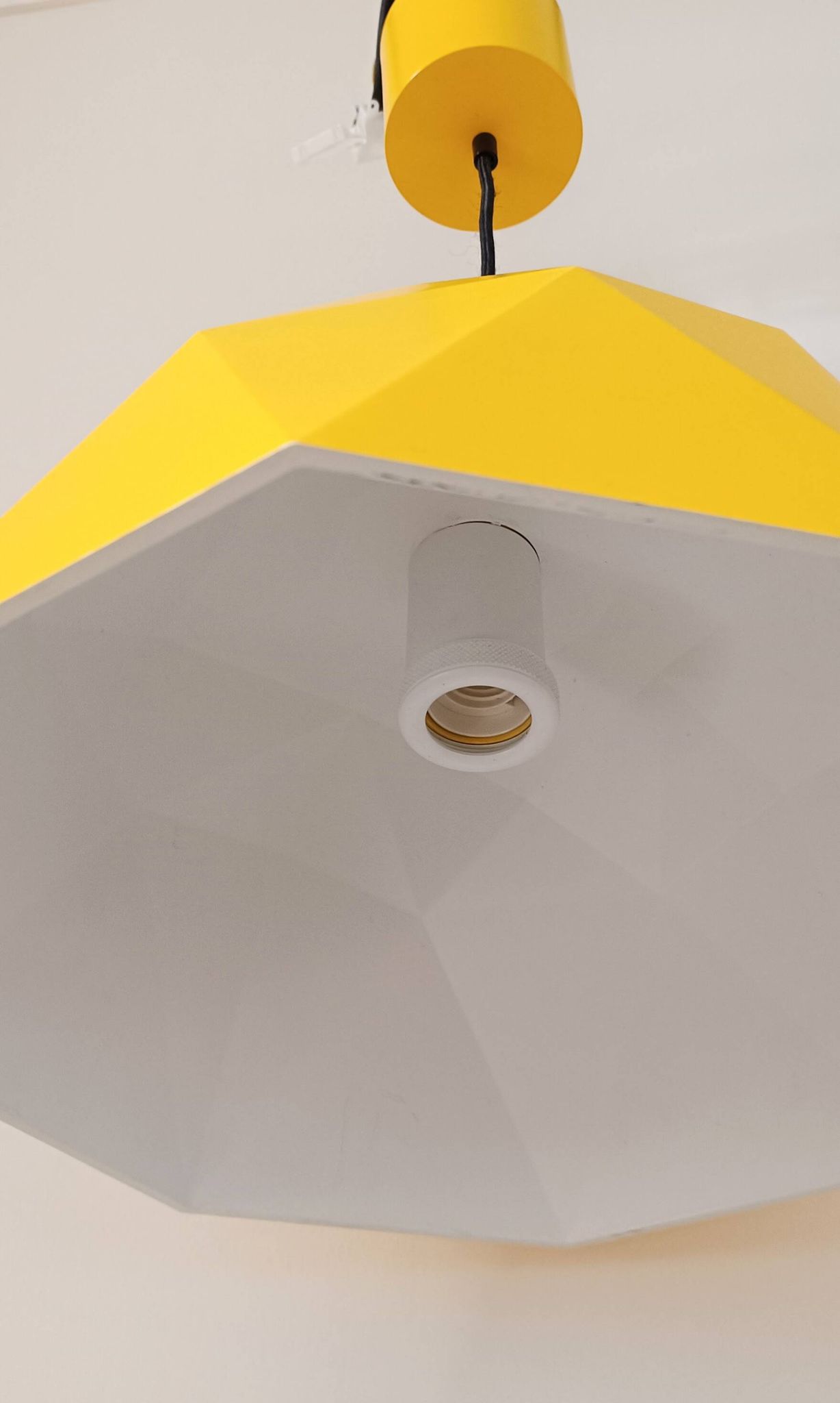 Vintage Bakelite origami-shaped yellow pendant light
