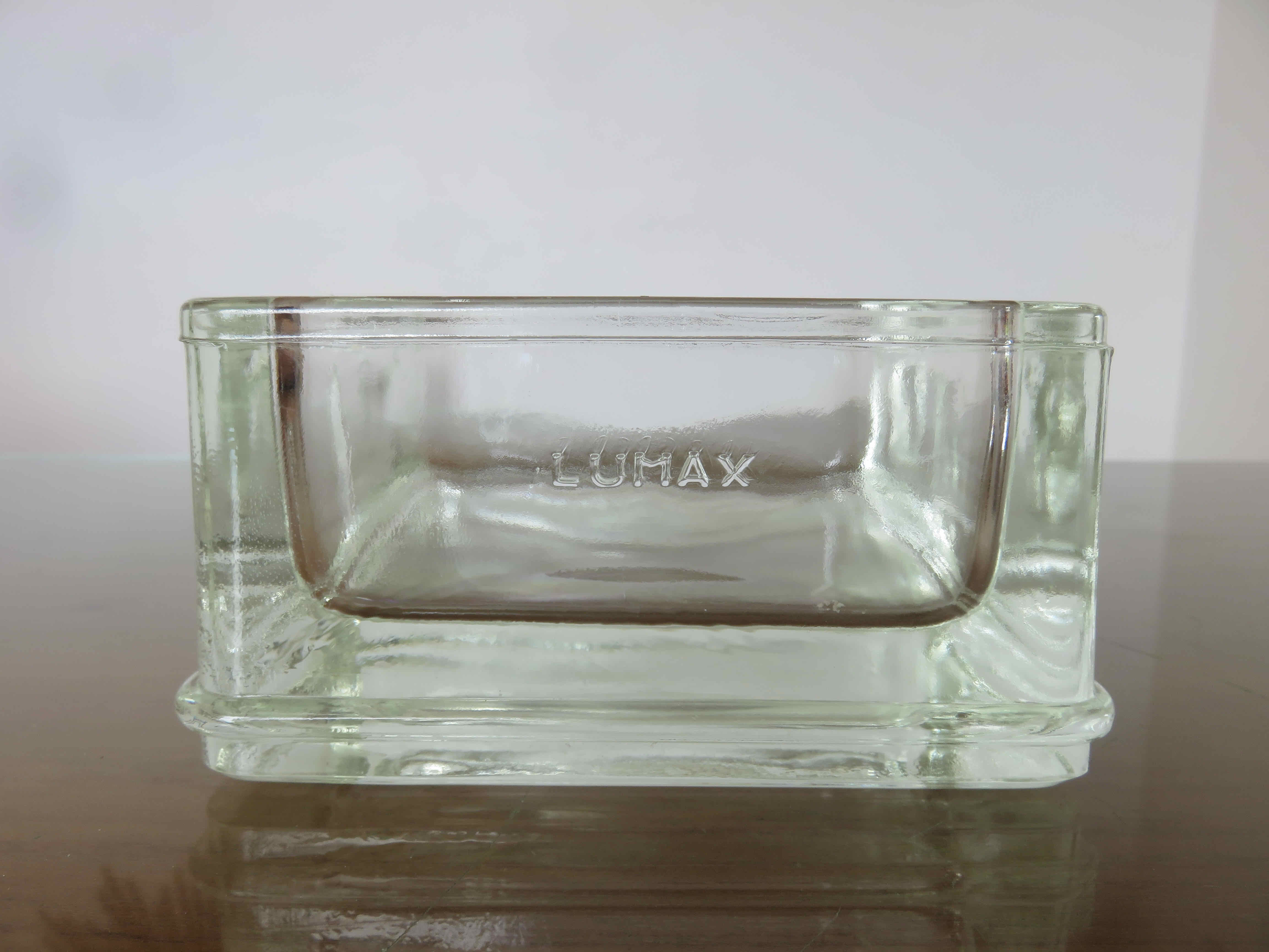 Glass paving ashtray signed lumax 40s 50