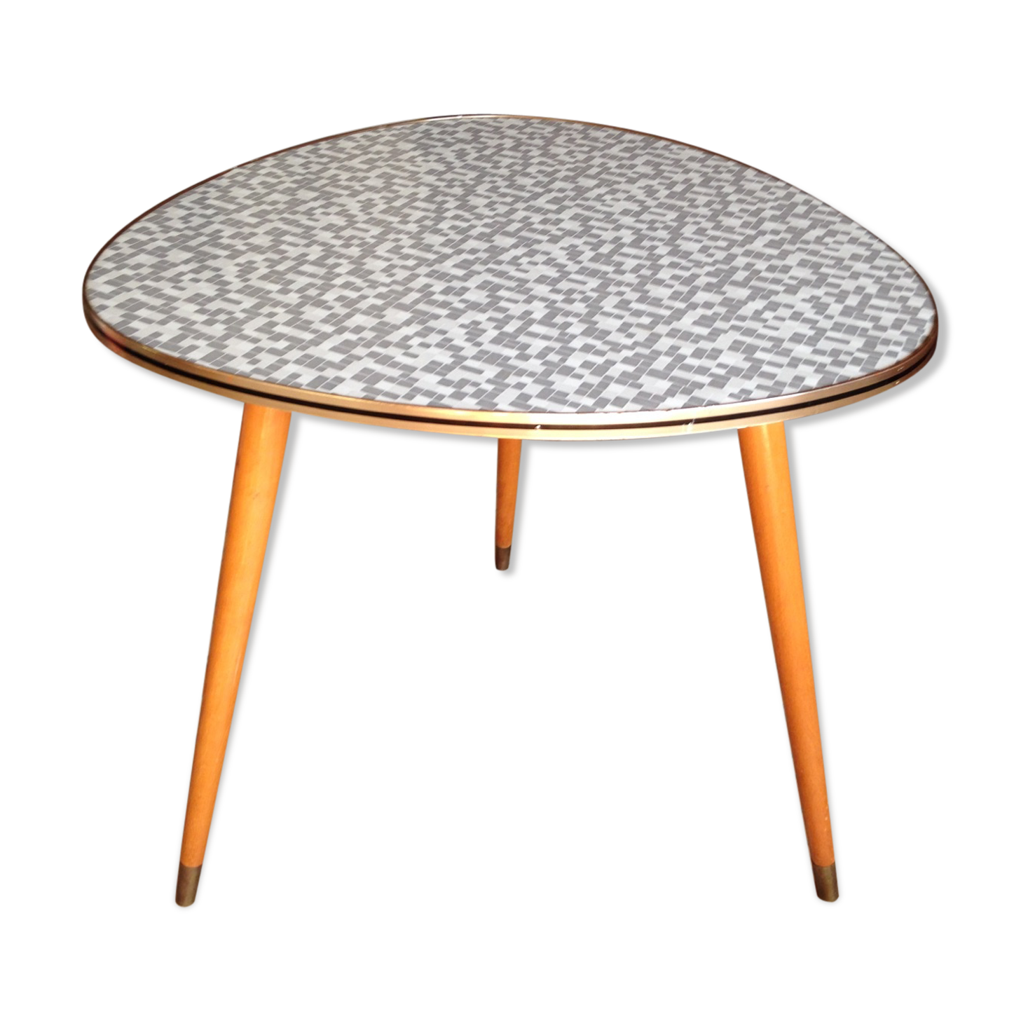 60s-60s tripod table pattern gray mosaic tray