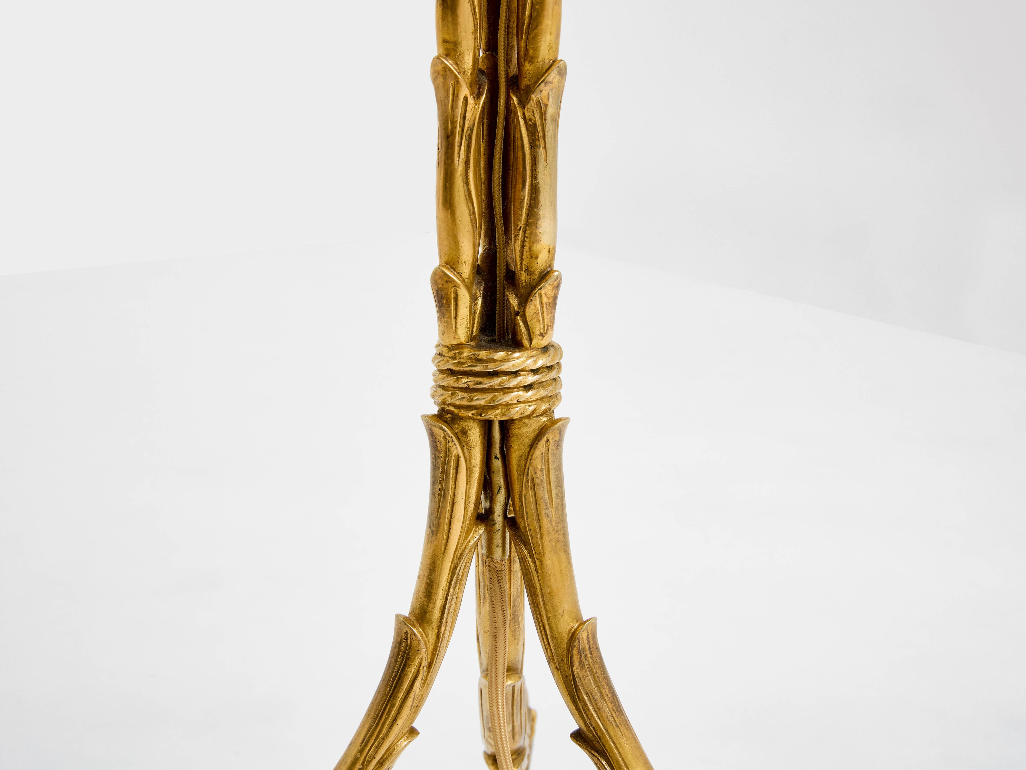 Maison Jansen floor lamp, gilded bronze foliage, circa 1950