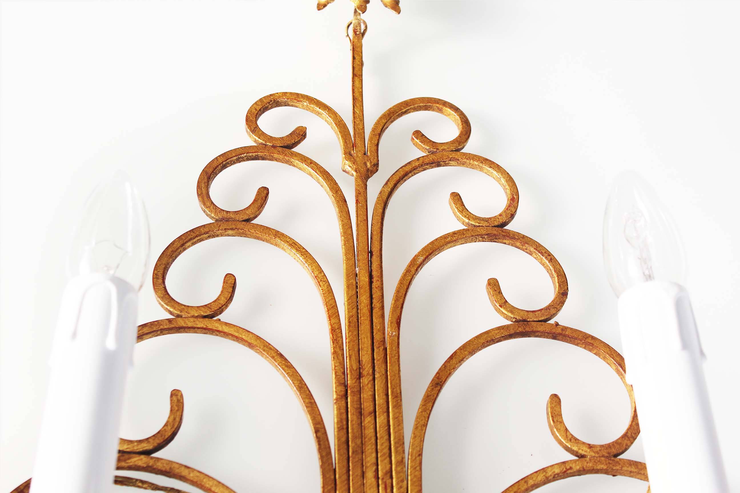 Monumental Bagues style crystal and gilt central sconce by Banci Firenze