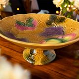 Elegant antique compote dish in barbotine from Salins-les-Bains (Jura)