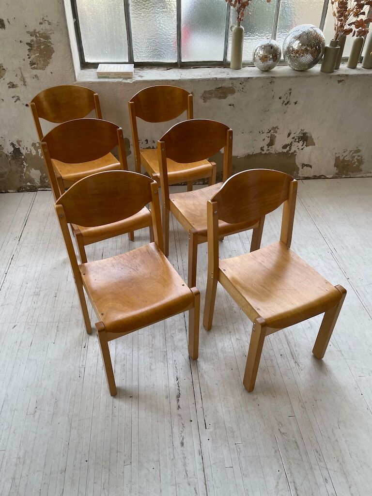 12 80s beech chairs
