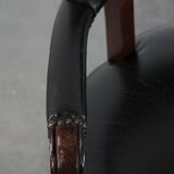 Adjustable black timeless Chesterfield office chair made of cow leather